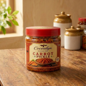 Cocoalyn Carrot Pickle homemade Indian pickle in glass jar
