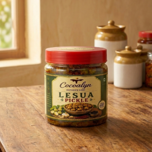 Cocoalyn Lesva Pickle homemade Indian pickle in glass ja