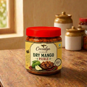 Cocoalyn Dry Mango Pickle homemade Indian mango pickle in glass jar